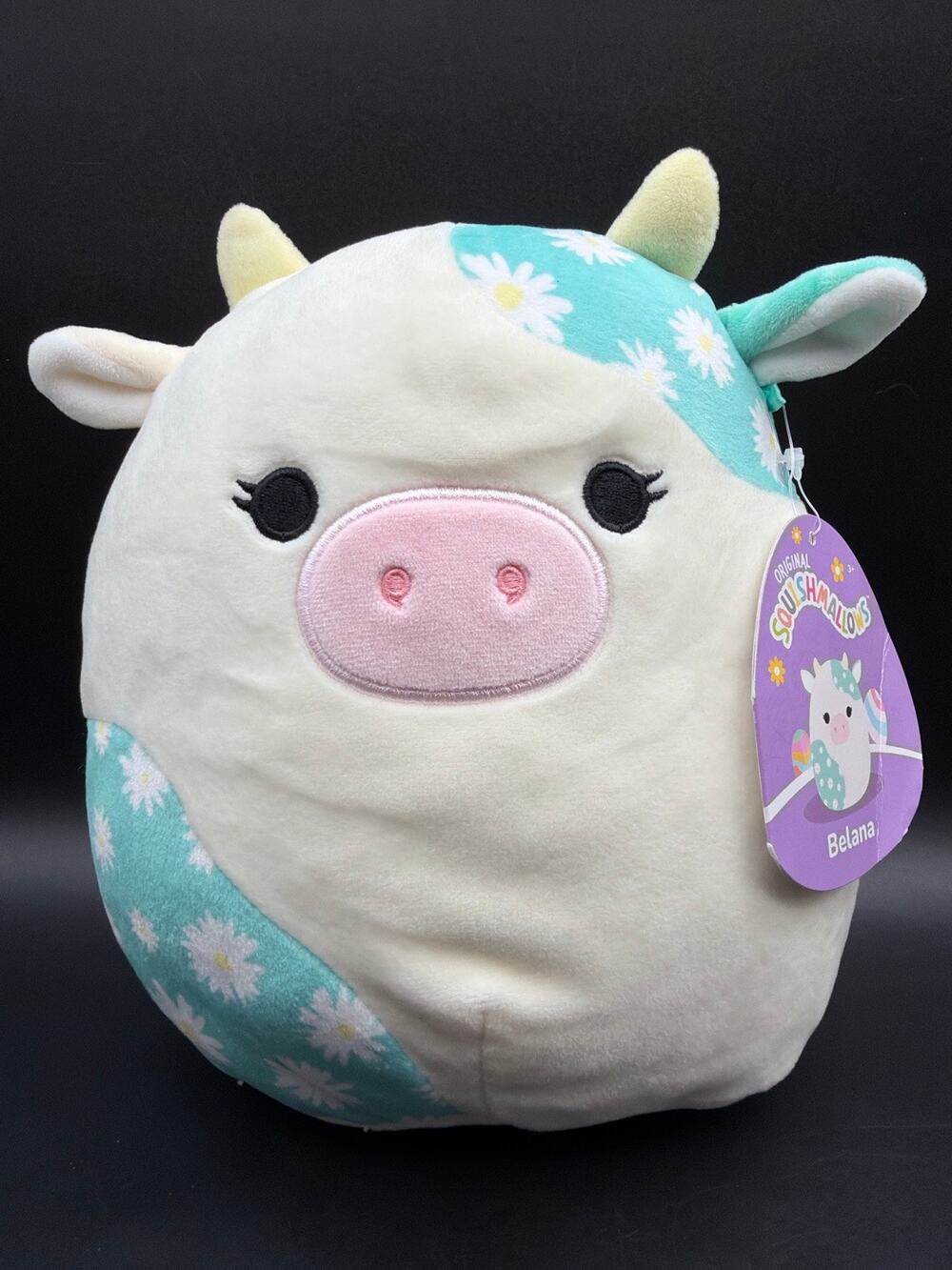 Squishmallows Belana Cow 8 Inch Easter Daisy Floral Teal Plush 2023 With Tag